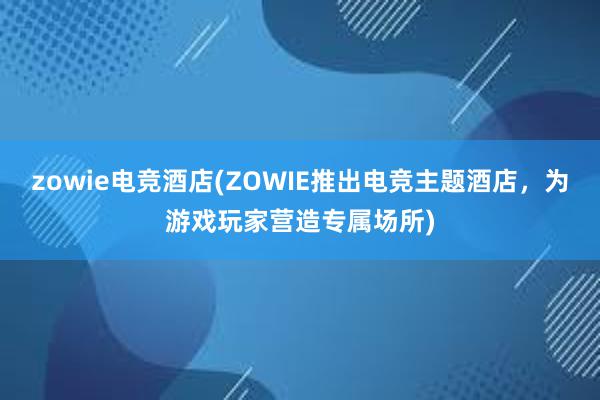 zowie电竞酒店(ZOWIE推出电竞主题酒店，为游戏玩家营造专属场所)