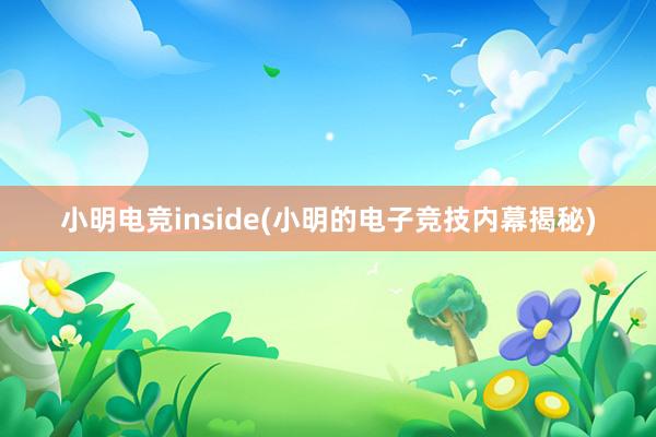 小明电竞inside(小明的电子竞技内幕揭秘)