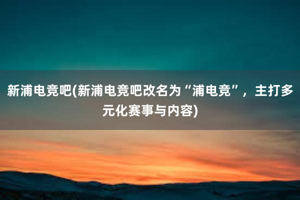 新浦电竞吧(新浦电竞吧改名为“浦电竞”，主打多元化赛事与内容)