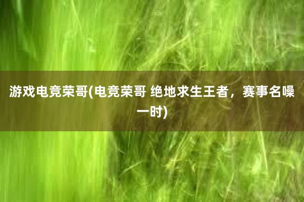 游戏电竞荣哥(电竞荣哥 绝地求生王者，赛事名噪一时)