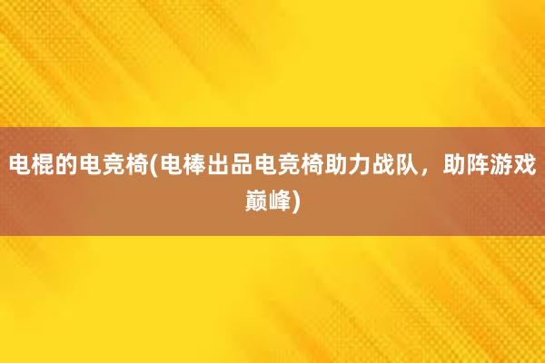 电棍的电竞椅(电棒出品电竞椅助力战队，助阵游戏巅峰)