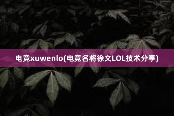 电竞xuwenlo(电竞名将徐文LOL技术分享)