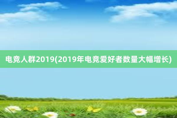 电竞人群2019(2019年电竞爱好者数量大幅增长)