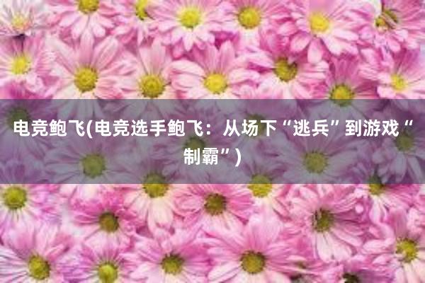 电竞鲍飞(电竞选手鲍飞：从场下“逃兵”到游戏“制霸”)