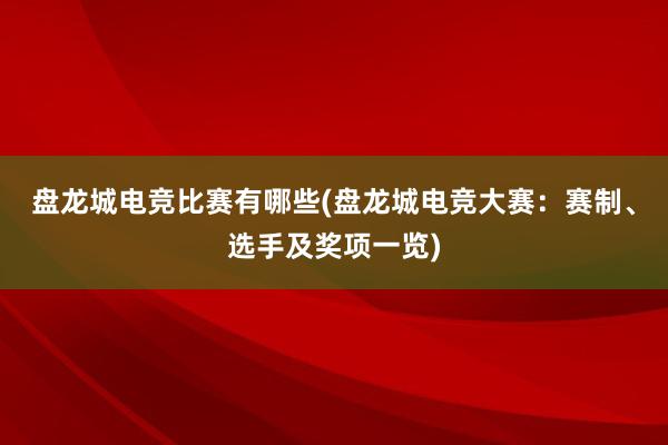 盘龙城电竞比赛有哪些(盘龙城电竞大赛：赛制、选手及奖项一览)