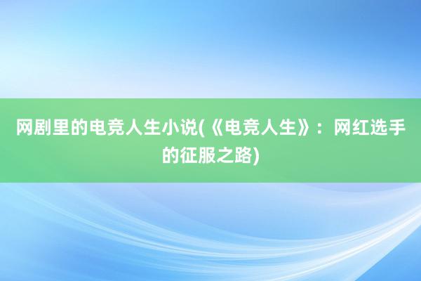 网剧里的电竞人生小说(《电竞人生》：网红选手的征服之路)