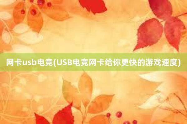 网卡usb电竞(USB电竞网卡给你更快的游戏速度)