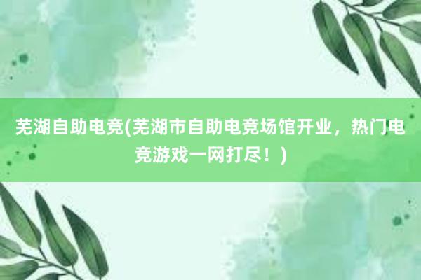 芜湖自助电竞(芜湖市自助电竞场馆开业，热门电竞游戏一网打尽！)