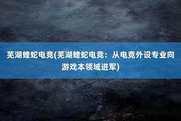 芜湖蝰蛇电竞(芜湖蝰蛇电竞：从电竞外设专业向游戏本领域进军)