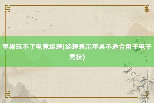 苹果玩不了电竞经理(经理表示苹果不适合用于电子竞技)