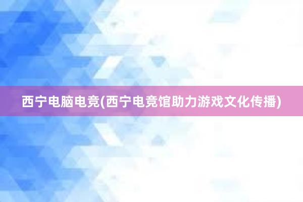 西宁电脑电竞(西宁电竞馆助力游戏文化传播)