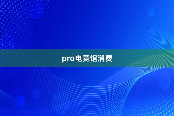 pro电竞馆消费