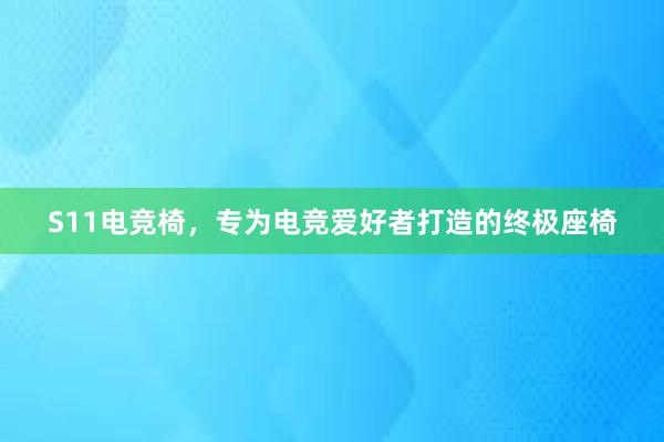 S11电竞椅，专为电竞爱好者打造的终极座椅