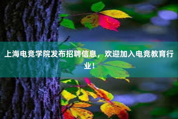 上海电竞学院发布招聘信息，欢迎加入电竞教育行业！