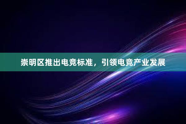 崇明区推出电竞标准，引领电竞产业发展