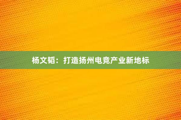 杨文韬：打造扬州电竞产业新地标