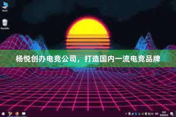 杨悦创办电竞公司，打造国内一流电竞品牌