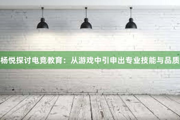 杨悦探讨电竞教育：从游戏中引申出专业技能与品质