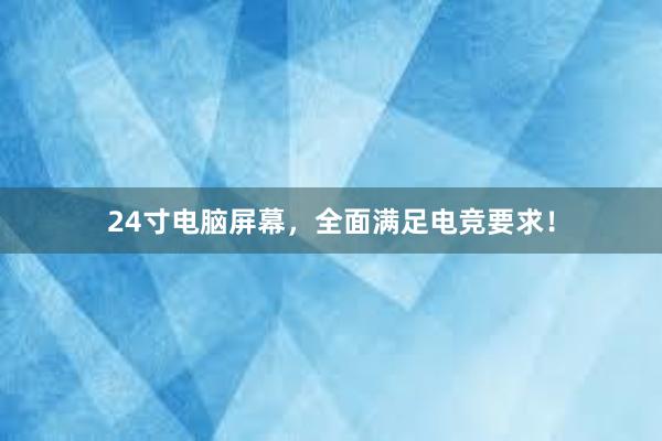 24寸电脑屏幕，全面满足电竞要求！