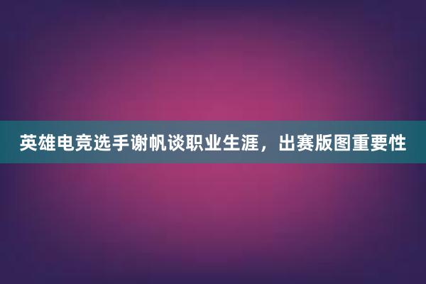 英雄电竞选手谢帆谈职业生涯，出赛版图重要性