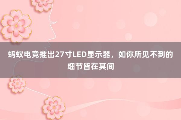 蚂蚁电竞推出27寸LED显示器，如你所见不到的细节皆在其间