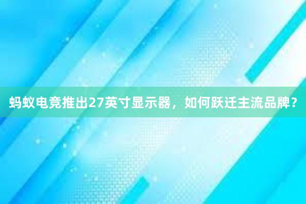 蚂蚁电竞推出27英寸显示器，如何跃迁主流品牌？