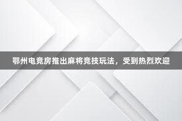 鄂州电竞房推出麻将竞技玩法，受到热烈欢迎